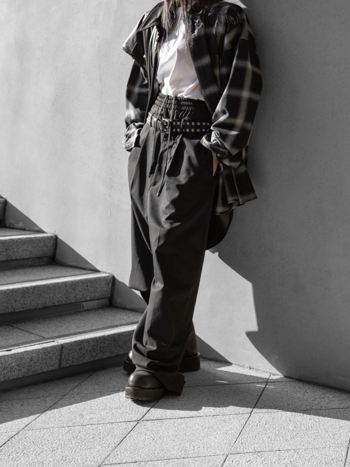 Paper Moon - Korean Women Fashion - #shopsmall - Luxe Banding Layered Detail Wide Pants - 3