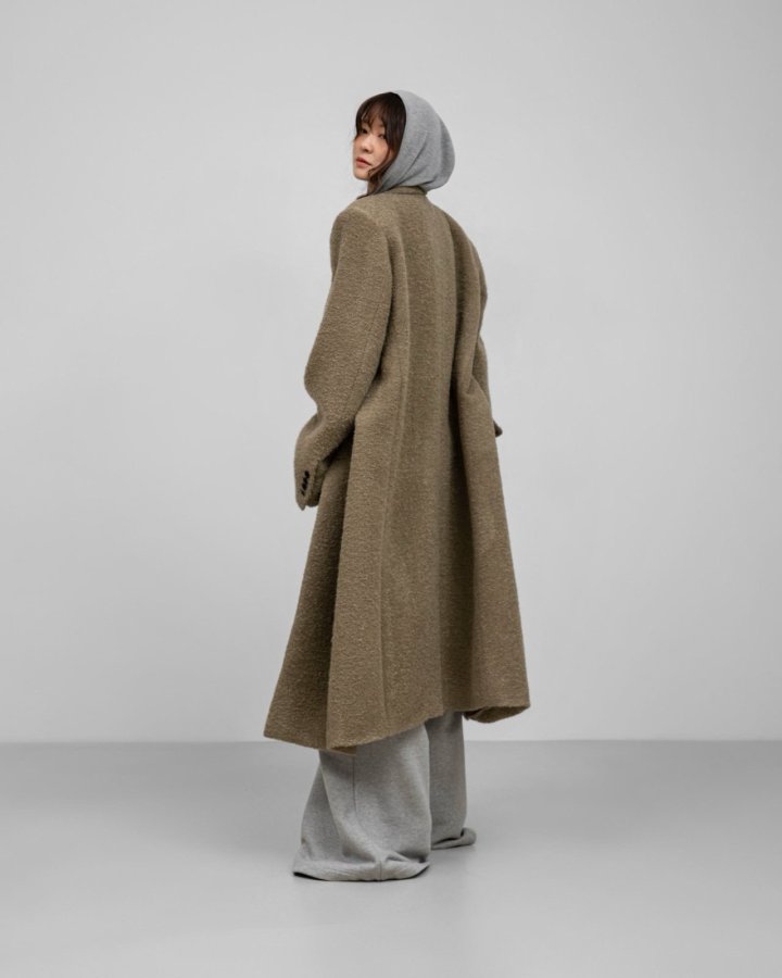 Paper Moon - Korean Women Fashion - #shopsmall - Luxe Bouclé Alpaca Wool Oversized Three Button Maxi Coat - 2