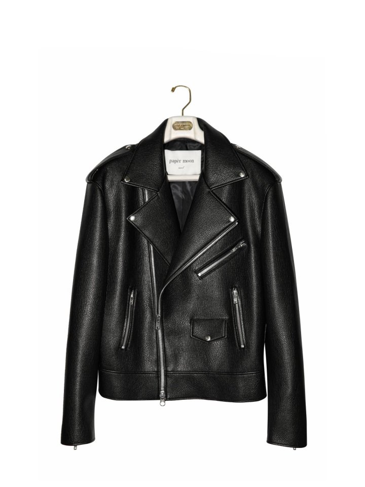 Paper Moon - Korean Women Fashion - #romanticstyle - Oversized Chunky Zip Vegan Biker Jacket - 4