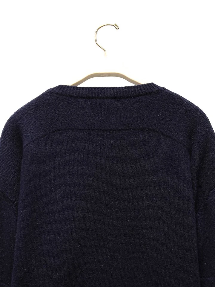 Paper Moon - Korean Women Fashion - #thatsdarling - Double Knitting Shoulder Detail Round Neck Knit - 12
