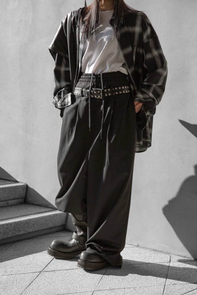 Paper Moon - Korean Women Fashion - #shopsmall - Luxe Banding Layered Detail Wide Pants - 4