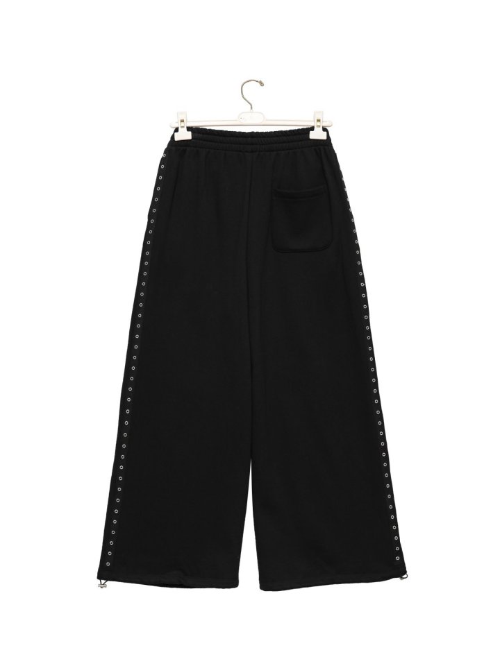 Paper Moon - Korean Women Fashion - #thatsdarling - Oversized Eyelet Line Detail Sweat Wide Pants - 7