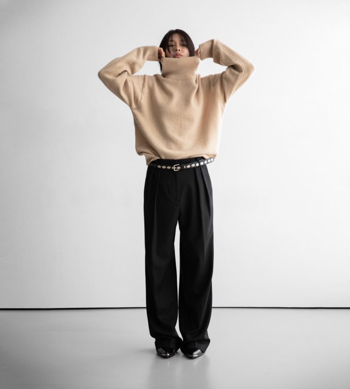 Paper Moon - Korean Women Fashion - #thatsdarling - Classic Cashmere Blend Wool High Neck Knit Top - 7
