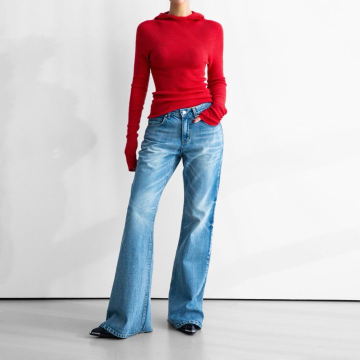 Paper Moon - Korean Women Fashion - #thatsdarling - Classic Flared Denim Blue Jeans - 3