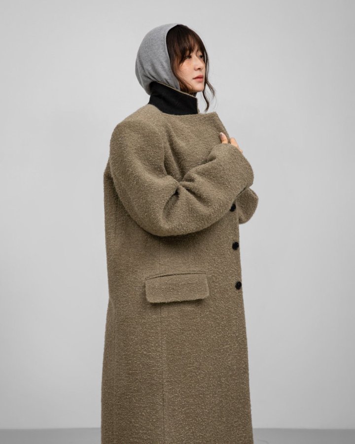 Paper Moon - Korean Women Fashion - #thatsdarling - Luxe Bouclé Alpaca Wool Oversized Three Button Maxi Coat - 4