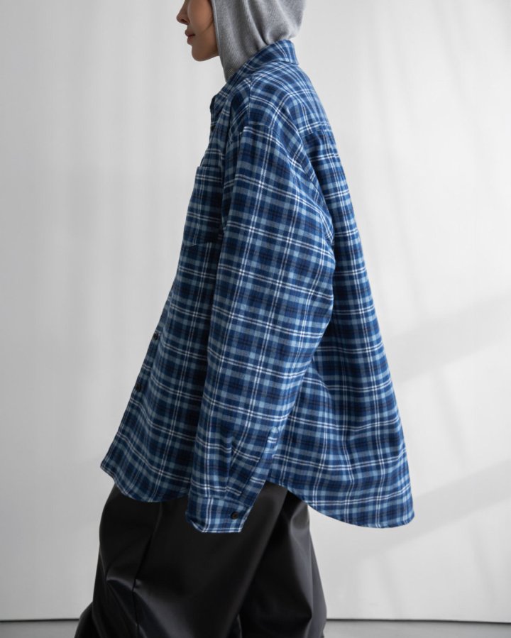 Paper Moon - Korean Women Fashion - #thelittlethings - Oversized Flannel Check Quilted Button Down Shirt Jacket - 3