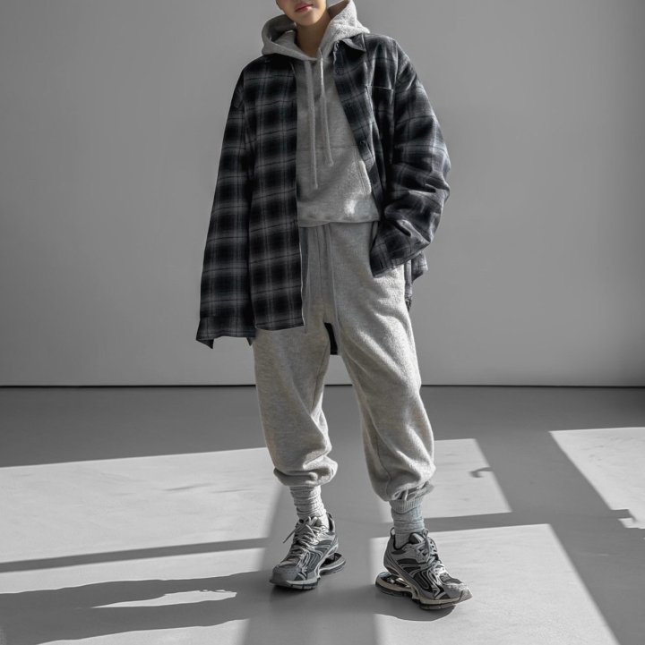 Paper Moon - Korean Women Fashion - #thelittlethings - Oversized Flannel Check Quilted Button Down Shirt Jacket - 2