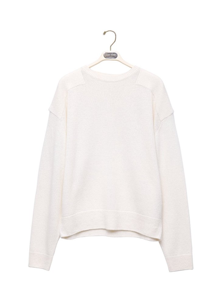 Paper Moon - Korean Women Fashion - #vintageinspired - Double Knitting Shoulder Detail Round Neck Knit - 5
