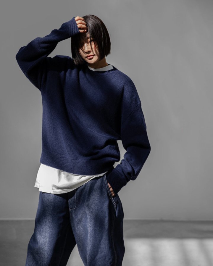 Paper Moon - Korean Women Fashion - #womensfashion - Double Knitting Shoulder Detail Round Neck Knit - 4