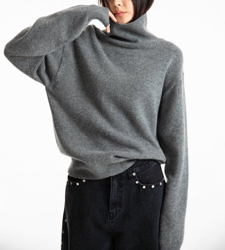 Paper Moon - Korean Women Fashion - #womensfashion - Classic Cashmere Blend Wool High Neck Knit Top - 4