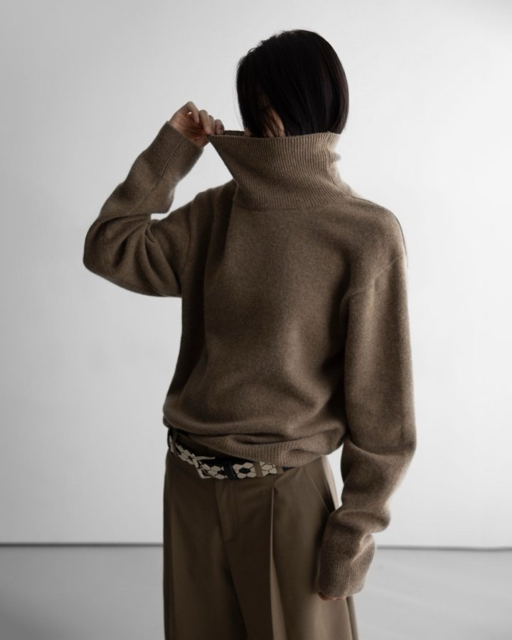 Paper Moon - Korean Women Fashion - #vintageinspired - Classic Cashmere Blend Wool High Neck Knit Top - 2