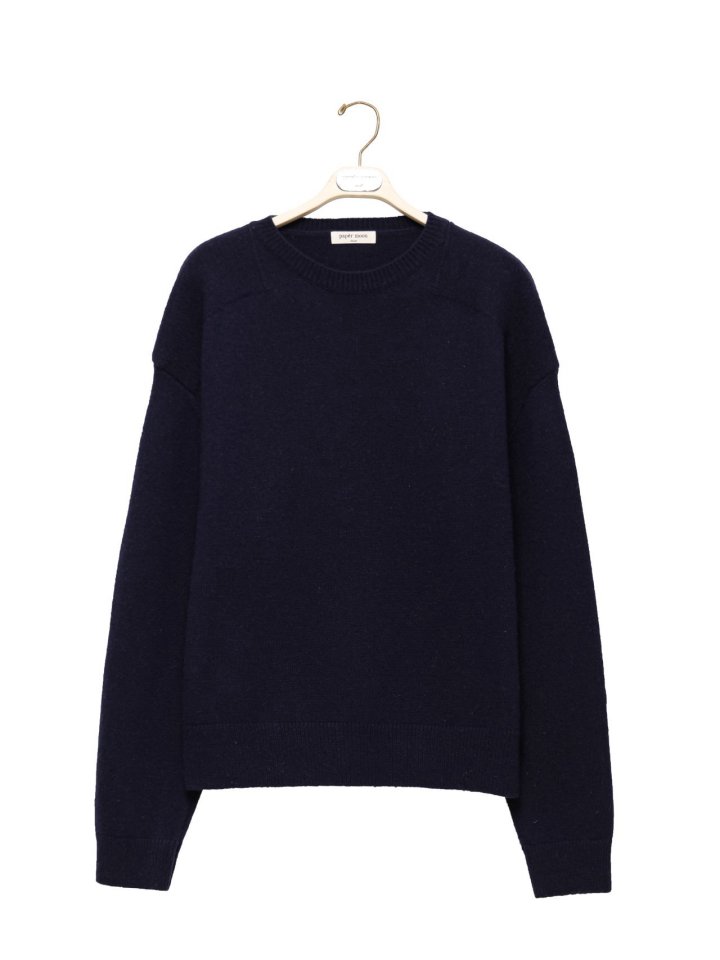 Paper Moon - Korean Women Fashion - #vintagekidsstyle - Double Knitting Shoulder Detail Round Neck Knit - 7
