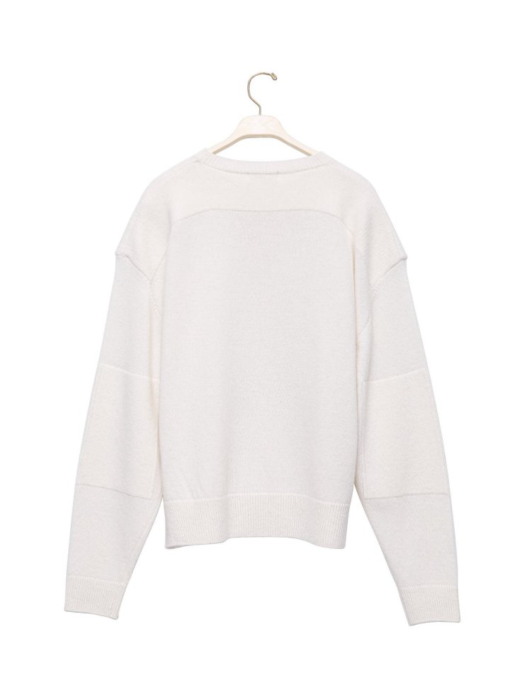 Paper Moon - Korean Women Fashion - #vintagekidsstyle - Double Knitting Shoulder Detail Round Neck Knit - 6