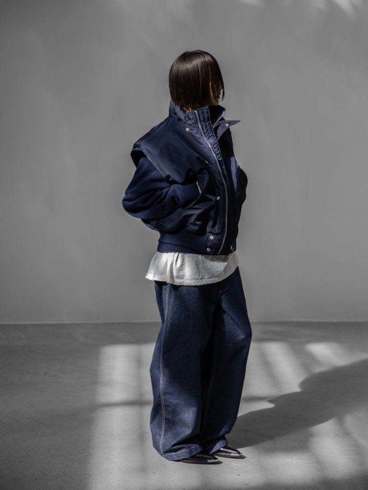 Paper Moon - Korean Women Fashion - #vintagekidsstyle - Stitch Detail Wide Baggy Denim Pants - 11