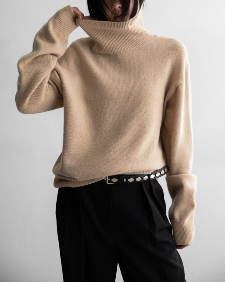 Paper Moon - Korean Women Fashion - #vintagekidsstyle - Classic Cashmere Blend Wool High Neck Knit Top - 2