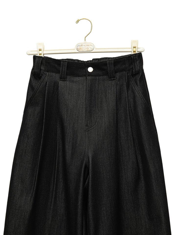 Paper Moon - Korean Women Fashion - #womensfashion - Pleated Detail Twill Denim Wide Trousers - 9