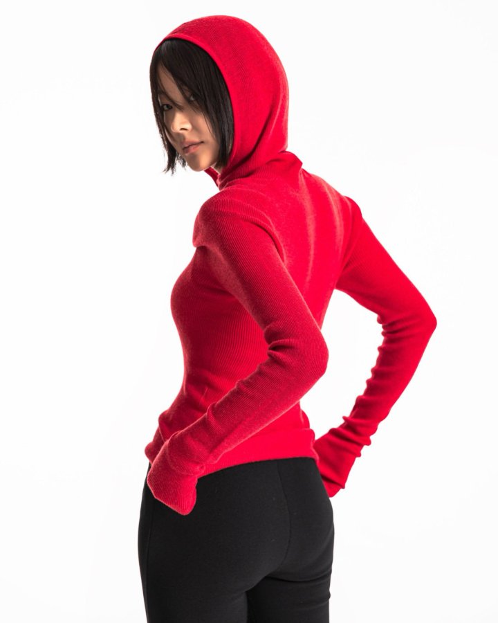 Paper Moon - Korean Women Fashion - #momslook - Whole Garment Hood Knit Top - 4