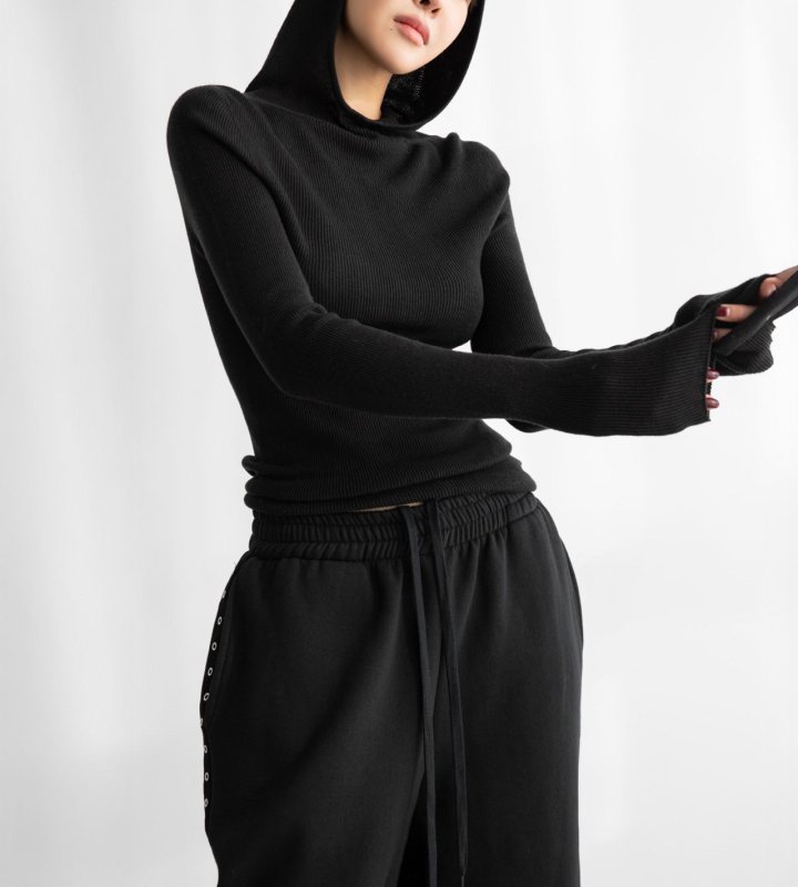 Paper Moon - Korean Women Fashion - #womensfashion - Whole Garment Hood Knit Top - 5