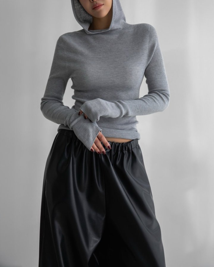 Paper Moon - Korean Women Fashion - #momslook - Whole Garment Hood Knit Top - 4