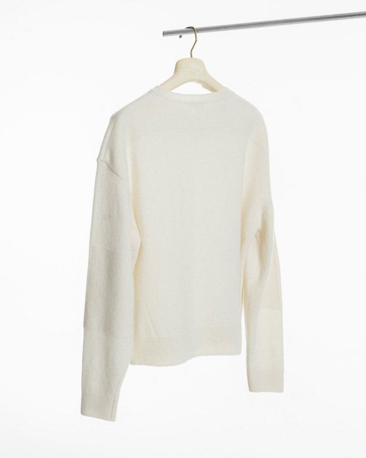 Paper Moon - Korean Women Fashion - #momslook - Double Knitting Shoulder Detail Round Neck Knit - 4