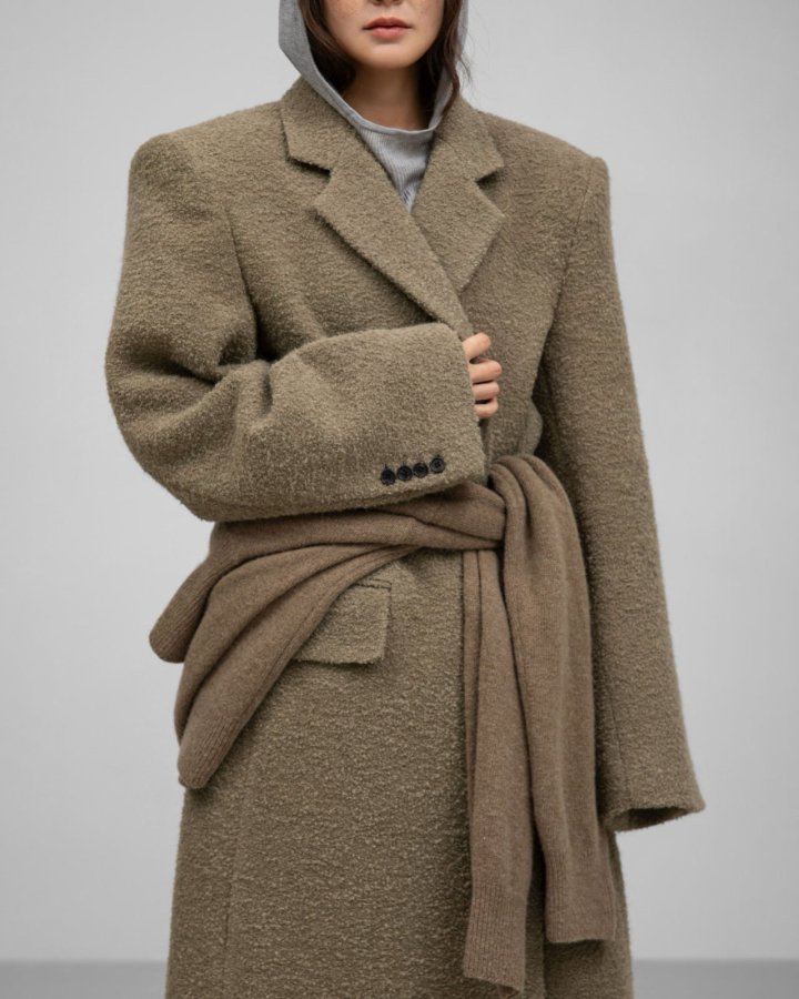 Paper Moon - Korean Women Fashion - #womensfashion - Luxe Bouclé Alpaca Wool Oversized Three Button Maxi Coat - 6