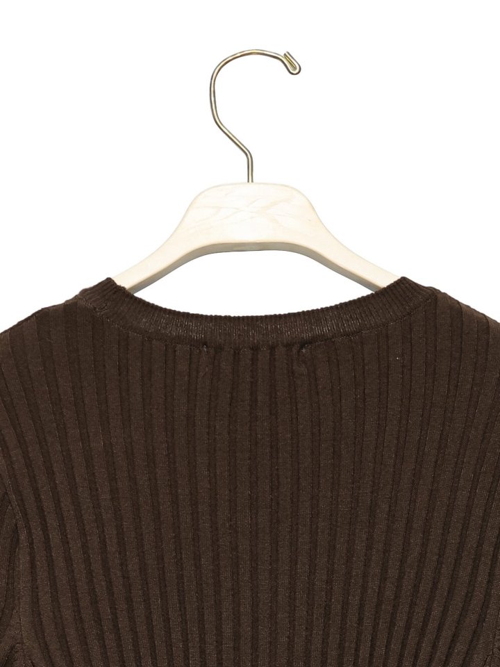 Paper Moon - Korean Women Fashion - #womensfashion - Long Sleeve Ribbed Round Neck Knit Top - 11