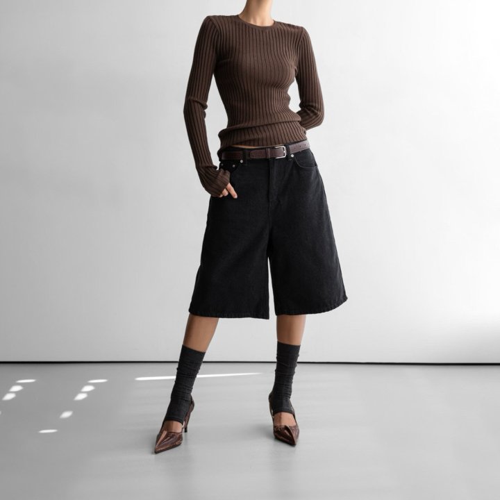 Paper Moon - Korean Women Fashion - #womensfashion - Long Sleeve Ribbed Round Neck Knit Top - 3