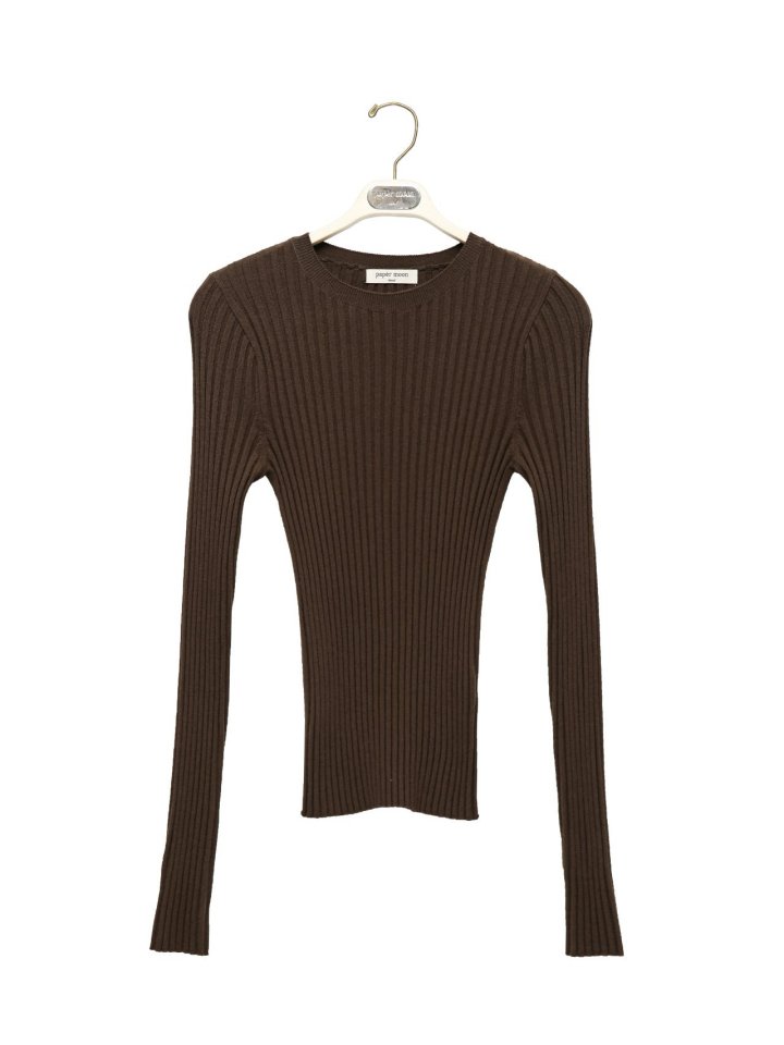 Paper Moon - Korean Women Fashion - #womensfashion - Long Sleeve Ribbed Round Neck Knit Top - 5