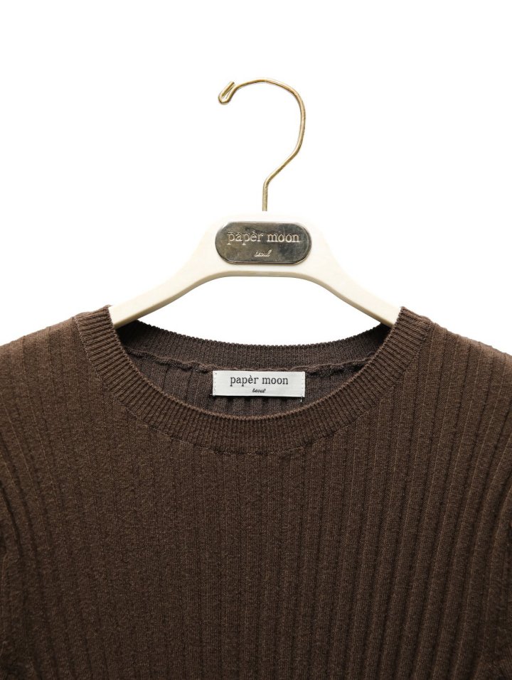 Paper Moon - Korean Women Fashion - #womensfashion - Long Sleeve Ribbed Round Neck Knit Top - 7