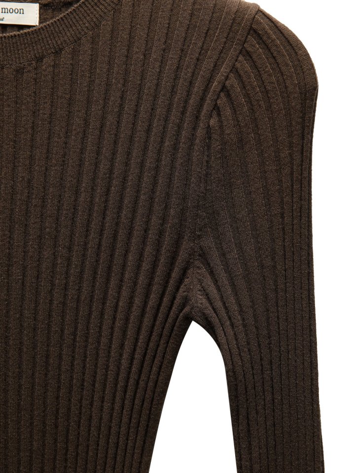 Paper Moon - Korean Women Fashion - #womensfashion - Long Sleeve Ribbed Round Neck Knit Top - 9