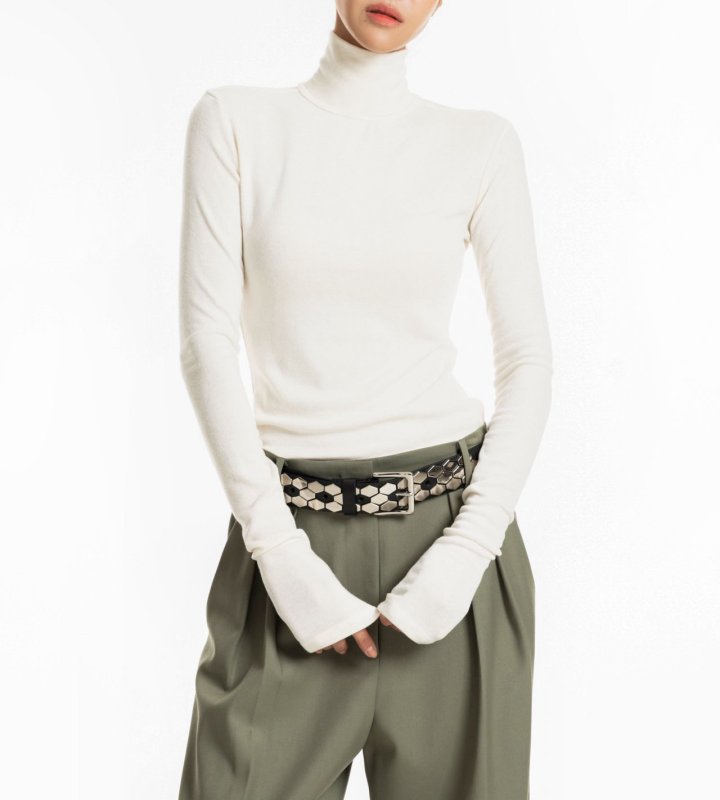 Paper Moon - Korean Women Fashion - #momslook - Back Open Detail Turtleneck Long Sleeve Tee - 4