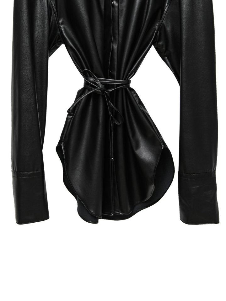 Paper Moon - Korean Women Fashion - #womensfashion - Vegan Padded Shoulder Button Down Shirt - 12