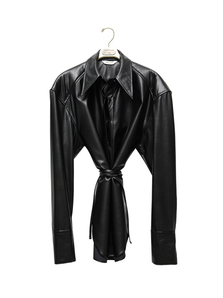 Paper Moon - Korean Women Fashion - #womensfashion - Vegan Padded Shoulder Button Down Shirt - 6