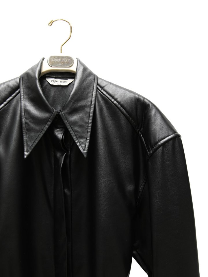 Paper Moon - Korean Women Fashion - #womensfashion - Vegan Padded Shoulder Button Down Shirt - 8
