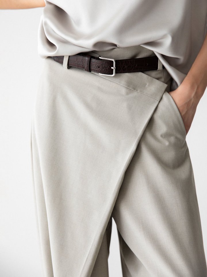 Paper Moon - Korean Women Fashion - #womensfashion - Asymmetric Pintuck Wide Maxi Trousers