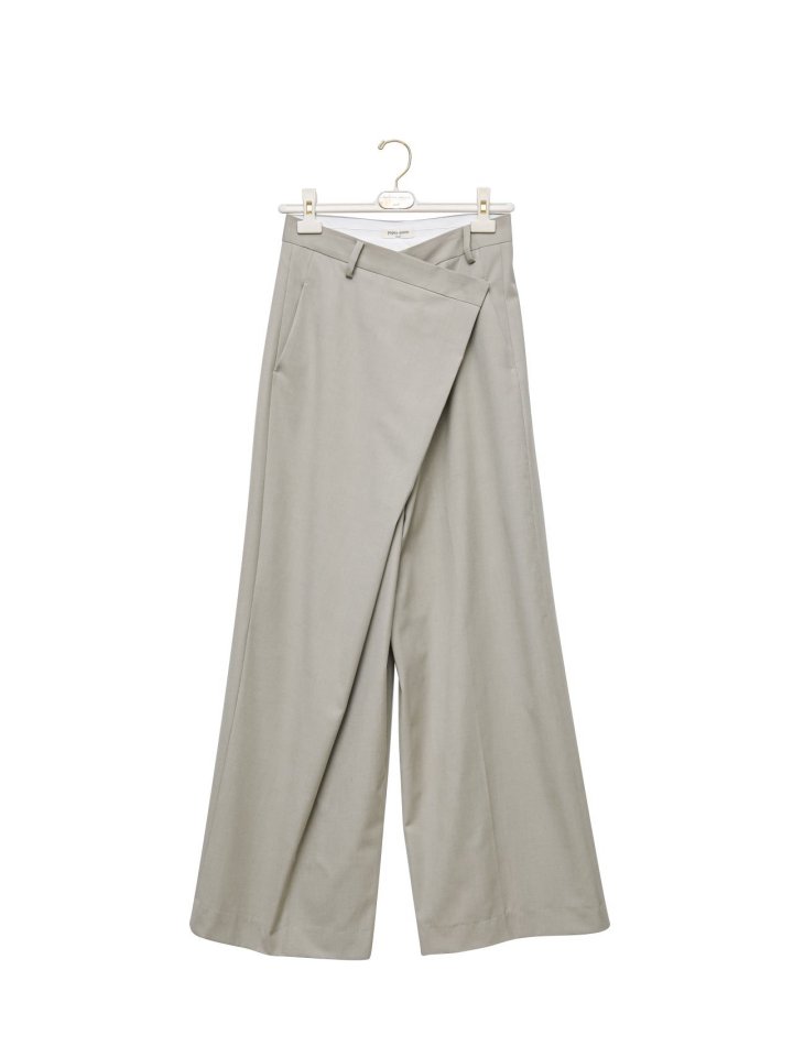 Paper Moon - Korean Women Fashion - #womensfashion - Asymmetric Pintuck Wide Maxi Trousers - 7
