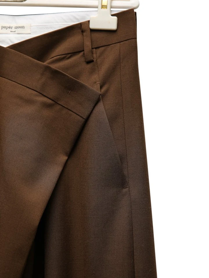 Paper Moon - Korean Women Fashion - #womensfashion - Asymmetric Pintuck Wide Maxi Trousers - 10