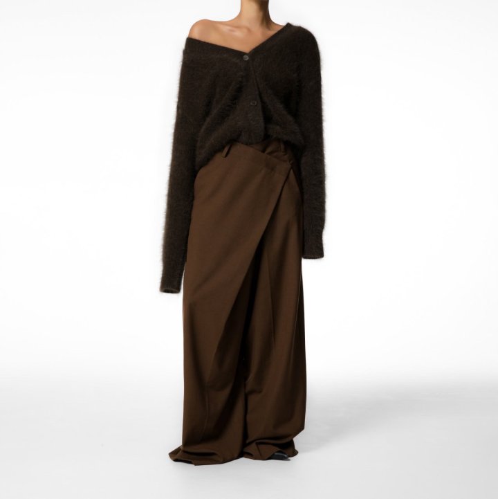 Paper Moon - Korean Women Fashion - #womensfashion - Asymmetric Pintuck Wide Maxi Trousers - 2