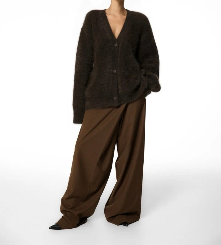 Paper Moon - Korean Women Fashion - #momslook - Asymmetric Pintuck Wide Maxi Trousers - 4