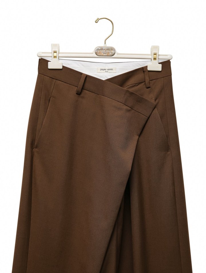 Paper Moon - Korean Women Fashion - #womensfashion - Asymmetric Pintuck Wide Maxi Trousers - 8