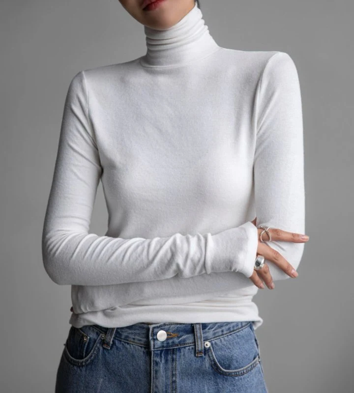 Paper Moon - Korean Women Fashion - #womensfashion - Soft Warm Texture Classic Turtleneck Tee - 3