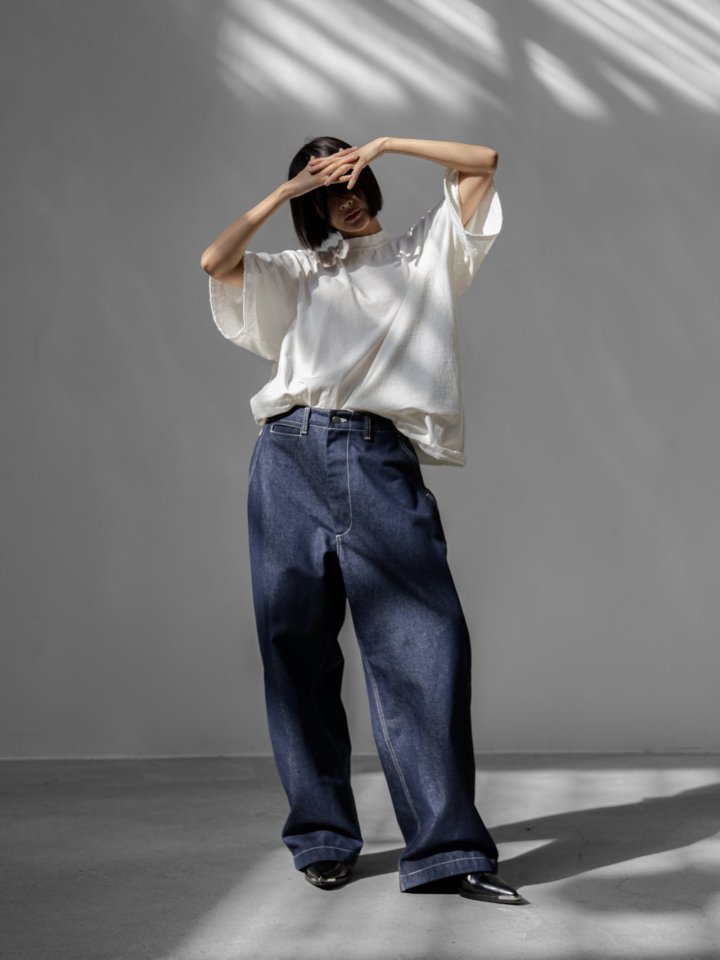 Paper Moon - Korean Women Fashion - #womensfashion - Stitch Detail Wide Baggy Denim Pants
