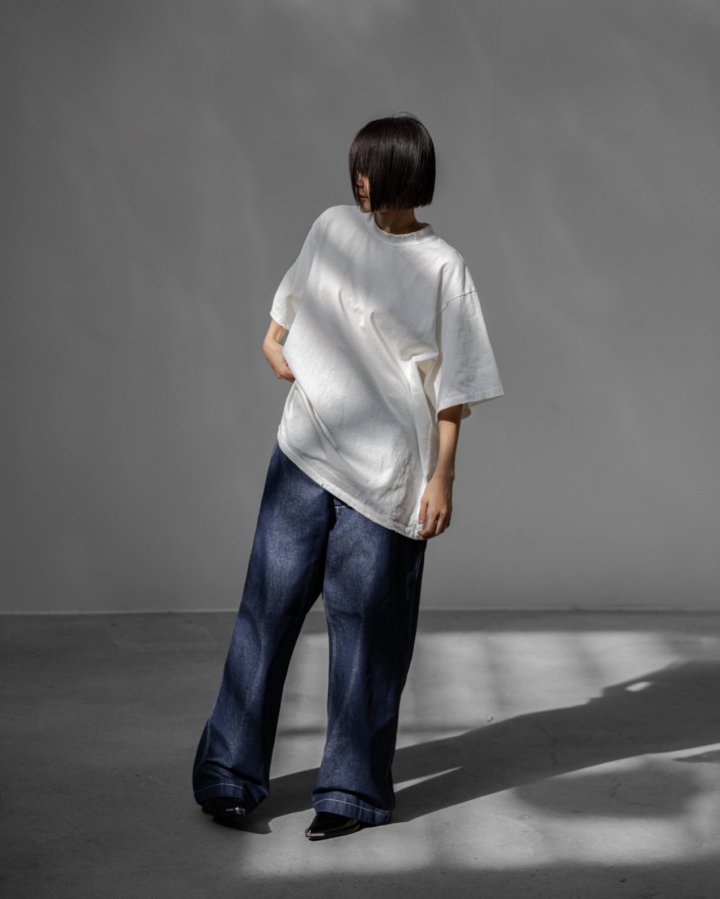 Paper Moon - Korean Women Fashion - #womensfashion - Stitch Detail Wide Baggy Denim Pants - 3