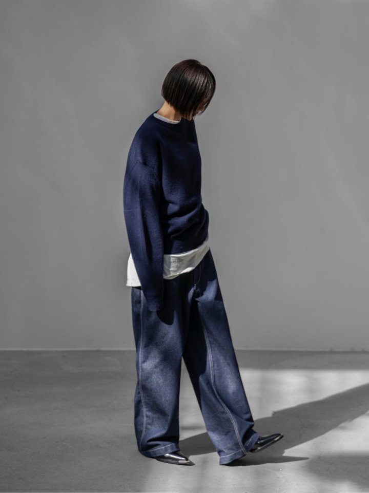 Paper Moon - Korean Women Fashion - #womensfashion - Stitch Detail Wide Baggy Denim Pants - 5
