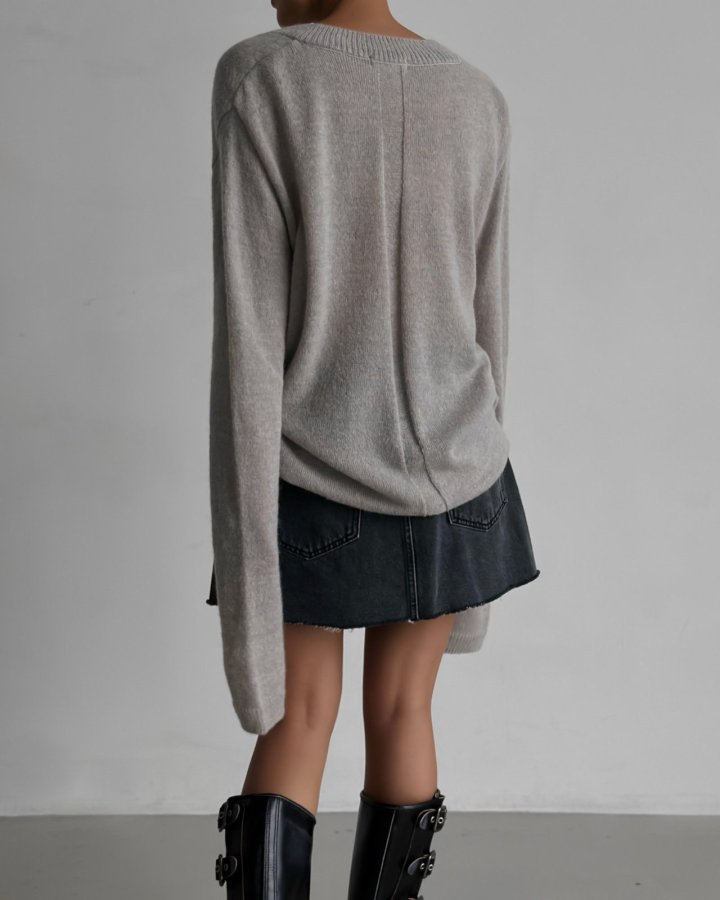 Paper Moon - Korean Women Fashion - #womensfashion - Alpaca Wool Deep V Neck Knit Top - 2
