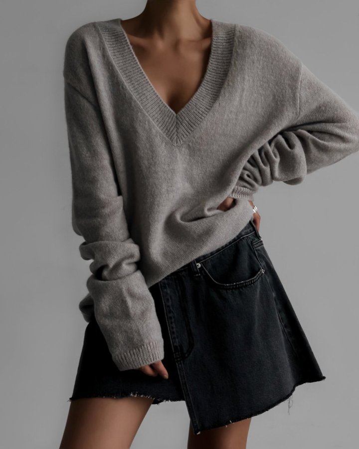 Paper Moon - Korean Women Fashion - #momslook - Alpaca Wool Deep V Neck Knit Top - 4