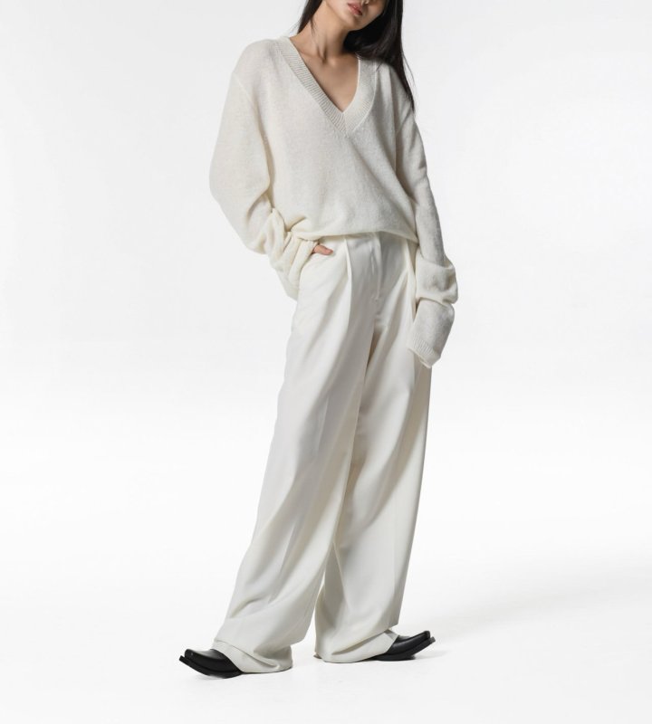 Paper Moon - Korean Women Fashion - #womensfashion - Alpaca Wool Deep V Neck Knit Top - 2