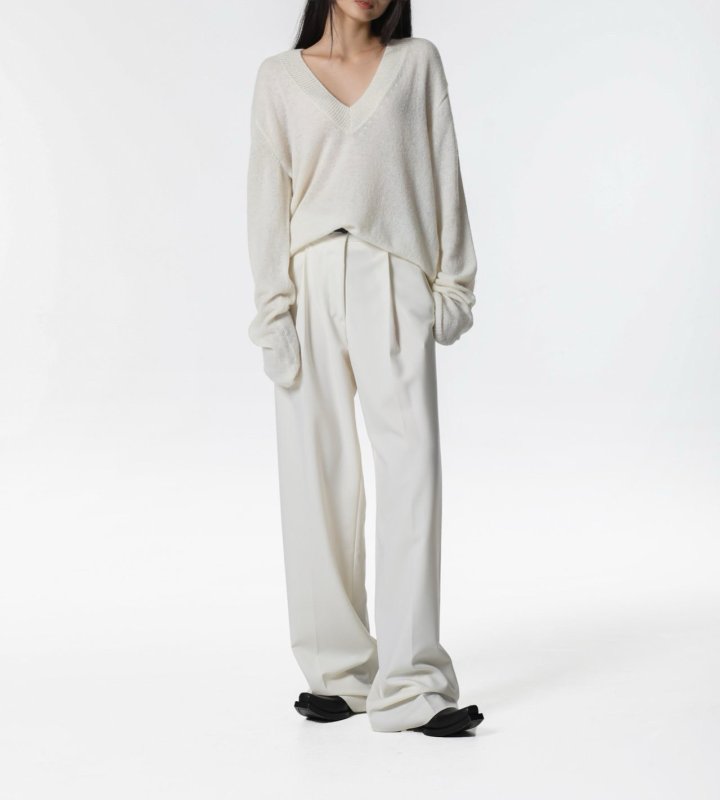Paper Moon - Korean Women Fashion - #womensfashion - Alpaca Wool Deep V Neck Knit Top - 6