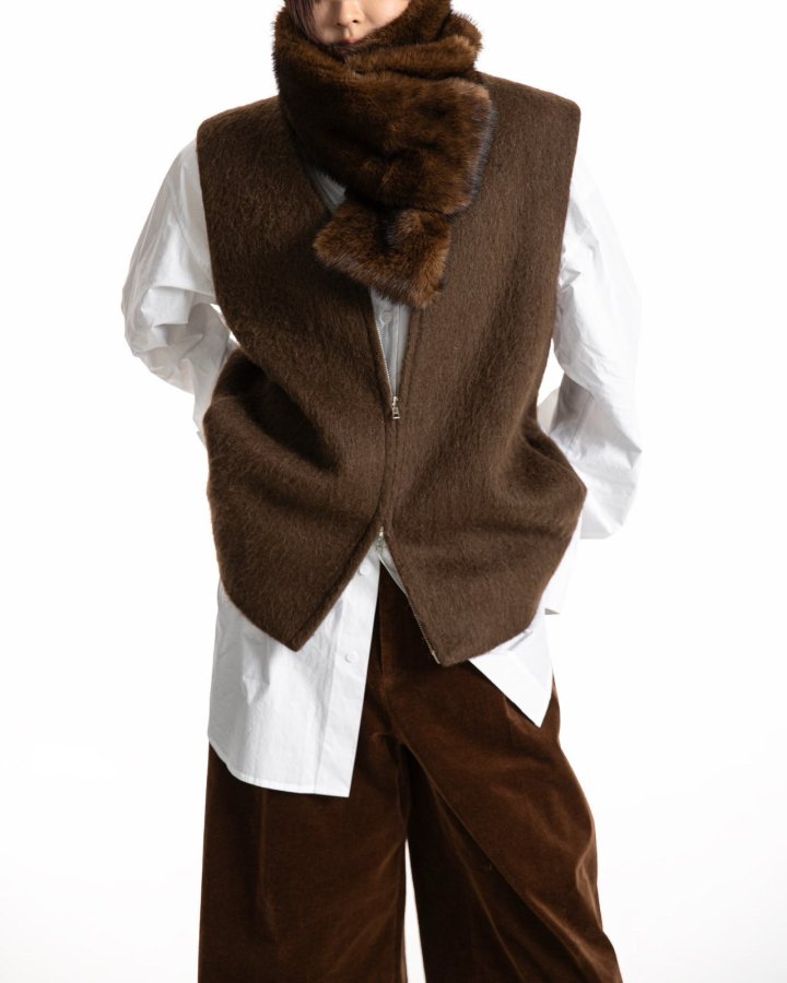 Paper Moon - Korean Women Fashion - #womensfashion - Alpaca Wool Zip-Up Vest - 5