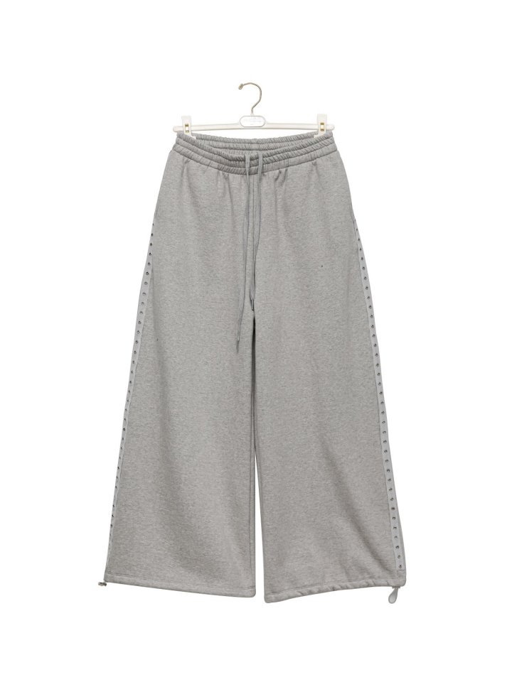 Paper Moon - Korean Women Fashion - #womensfashion - Oversized Eyelet Line Detail Sweat Wide Pants - 11
